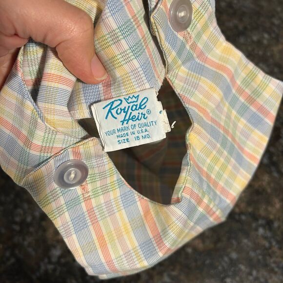 Vintage Jon Jon Plaid Jumper Royal Heir 18 month Made in USA EUC Boys - Picture 4 of 4